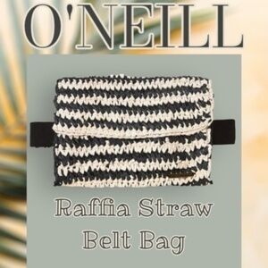 O'NEILL Black-Off White Raffia Straw Approx 43”L Belt/Shoulder Bag NWT/OS